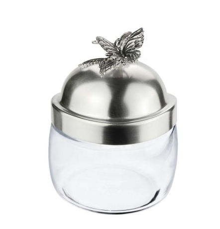 Банка под сыпучие продукты, 500 мл. "Бабочки" с латунной посереб. черн. крышкой
