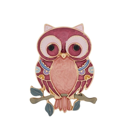 Брошь Сова на ветке XZ0869.7 R/G Shadore