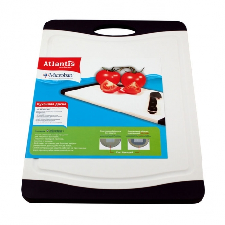 Кухонная доска FLUTTO, 37x25 см. белая Microban