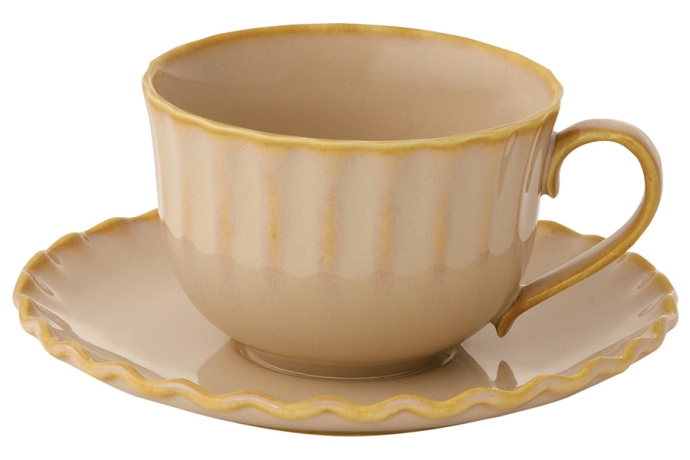 Чашка с блюдцем Onde, песочная, 0,25 л. Easy Life