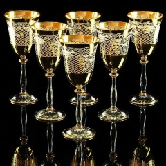 Бокалы для вина/воды VITTORIA, набор 6 шт, хрусталь/декор золото 24К