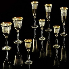 Бокалы для вина/воды VITTORIA, набор 6 шт, хрусталь/декор золото 24К