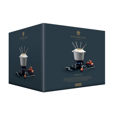 Набор для приготовления фондю (кастрюля горелка, вилки 6шт.) чугунный покрыт CREAM эмалью KC, 21x18 см. Kitchen Craft