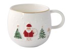 Кружка, 400 мл, фарфор P, белая, с золотым кантом, Дед Мороз, Let It Snow, Easy Life