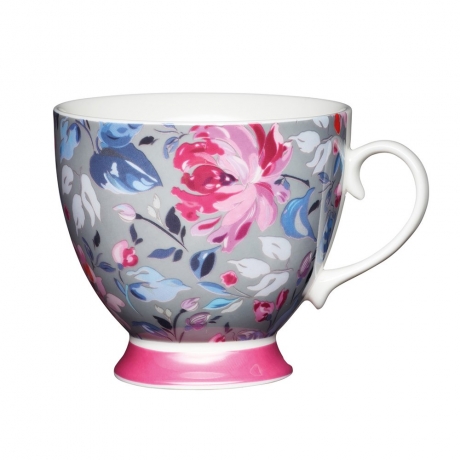 Кружка, 400 мл. Grey Floral Footed Kitchen Craft