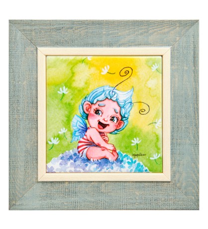 SZ-379 Панно керамическое "Эльф исполняющий желания" 10х10