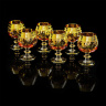Бокалы для коньяка DINASTIA  AMBRA, набор 6 шт, хрусталь янтарный/декор золото 24К