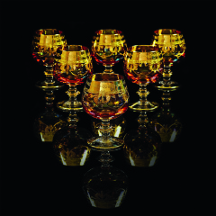 Бокалы для коньяка DINASTIA  AMBRA, набор 6 шт, хрусталь янтарный/декор золото 24К