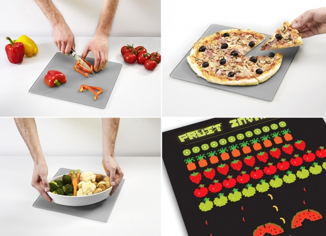 Доска для готовки и защиты рабочей поверхности Fruit invaders