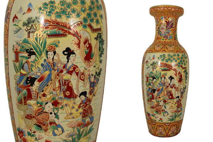 Декоративная напольная ваза Сбор урожая (бежевая)