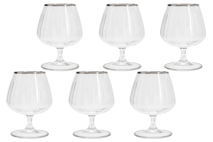 Набор бокалов для коньяка Пиза серебро, 0,4 л. 6 шт. Same