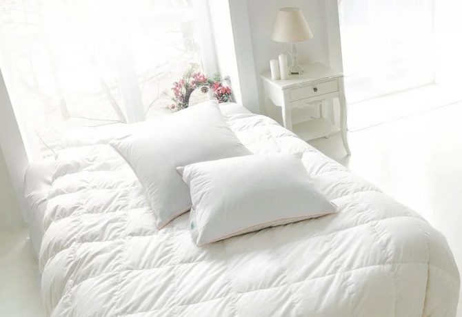 Подушка упругая из гусиного пуха с внутренним ядром "Миндальное сердечко", 50х68 см. Natures