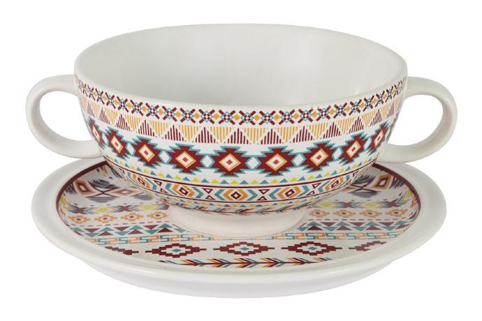 Суповая чашка на блюдце Ацтека, 500 мл. IMARI