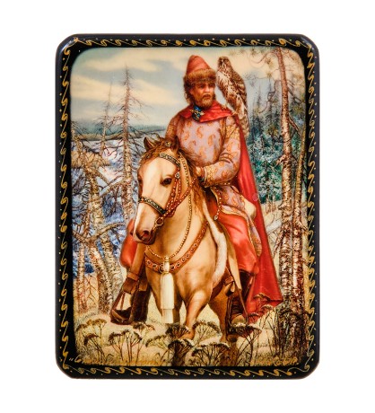 ШК-19/46 Шкатулка в технике декупаж "Соколиная охота" (10х8х3,5)