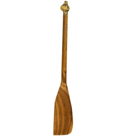 Лопатка деревянная с латунной накладкой узкая "Чеснок"