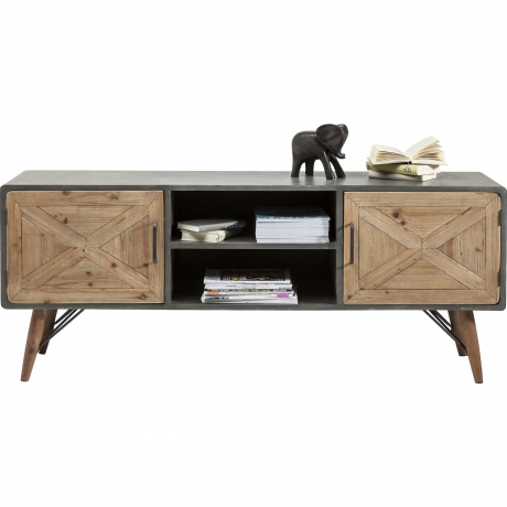 Тумба под ТВ X Factory, коллекция "Икс фэктори" 160*58*40, МДФ, Ель, Сталь, Коричневый