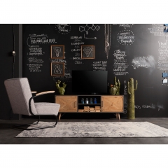 Тумба под ТВ X Factory, коллекция "Икс фэктори" 160*58*40, МДФ, Ель, Сталь, Коричневый