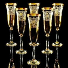 Бокал для шампанского VITTORIA, набор 6 шт, хрусталь/декор золото 24К