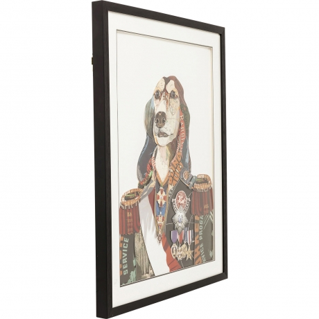 Картина в рамке General Dog, коллекция "Генерал-Собака" 72*90*4, Полистирол, Бумага, Восстановленная древесина, Черный, Красный, Оранжевый, Коричневый