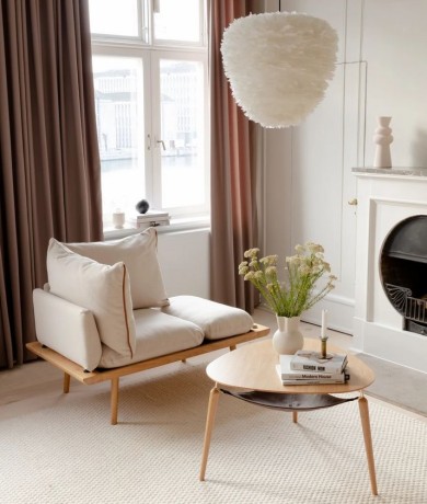 Диван 1,5-местный Lounge Around Oak in Sterling, 127х74,5 см, дуб/светло-серый