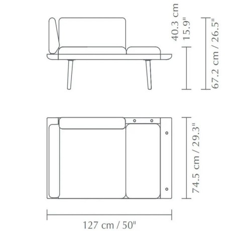 Диван 1,5-местный Lounge Around Oak in Sterling, 127х74,5 см, дуб/светло-серый