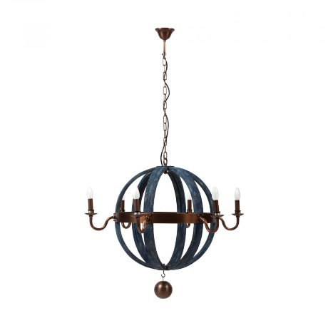 Подвесная люстра-шар синяя с эффектом старения Federico