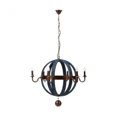 Подвесная люстра-шар синяя с эффектом старения Federico