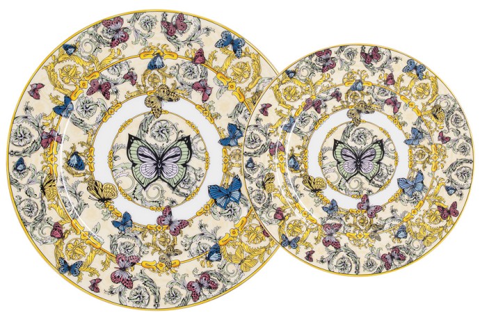 Обеденный сервиз Бабочки, 6 персон, 27 предметов, Royal Crown
