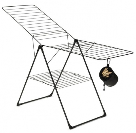 Сушилка для белья напольная (20 м навески), с мешком для прищепок, Черный Brabantia