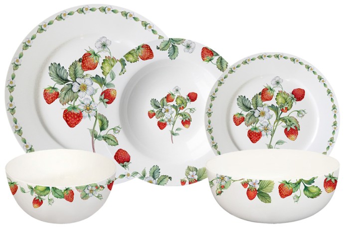 Обеденный сервиз Земляничная поляна, 21 предмет, 6 персон Emily