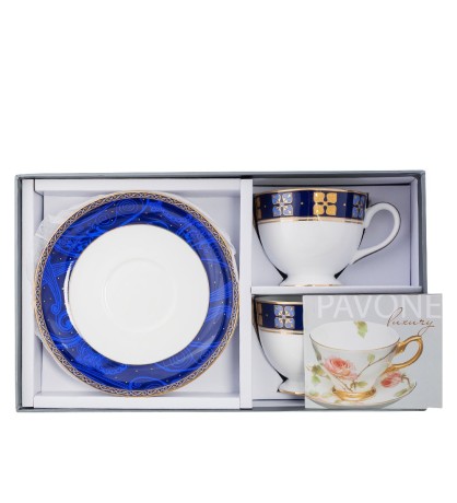 JK-199 Чайный набор на 2 перс. "Золотой Палермо" (Gold Palermo Pavone)