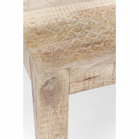 Стол Puro, коллекция "Чистый", ручная работа 180*77*90, Манго, МДФ, Сталь, Стекло, Бежевый