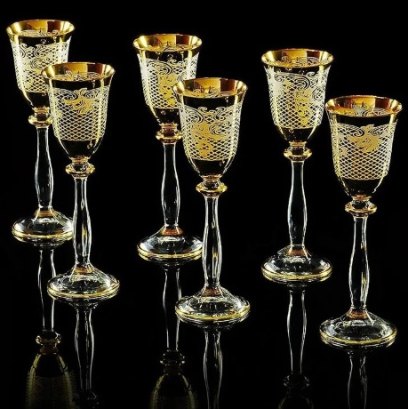 Рюмки VITTORIA, набор 6 шт, хрусталь/декор золото 24К