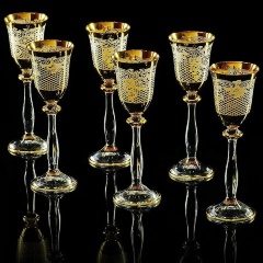 Рюмки VITTORIA, набор 6 шт, хрусталь/декор золото 24К