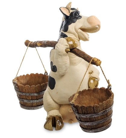 GG-4709-LD Фигура-кашпо "Бурёна с коромыслом" (Sealmark)