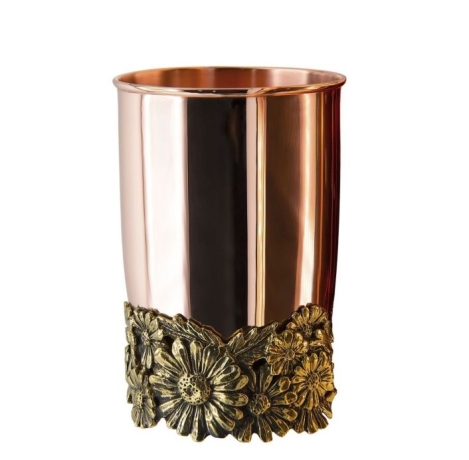 Стакан медный с латунным основанием, 250 мл. "Ромашки"