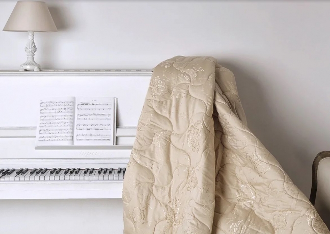 Одеяло всесезонное "Австралийская шерсть", 200х220, в чехле из хлопка с рельефным жаккардовым рисунком, Natures