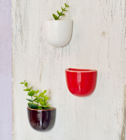 Набор мини-кашпо pocket красный/белый/черный