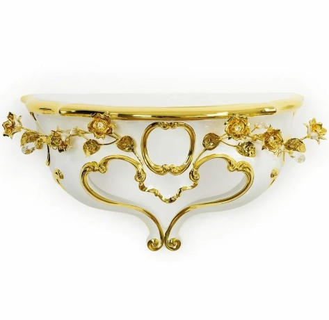 Консоль настенная, декор цветы, 61х25х36 см. EMOZIONI, керамика, swarovski