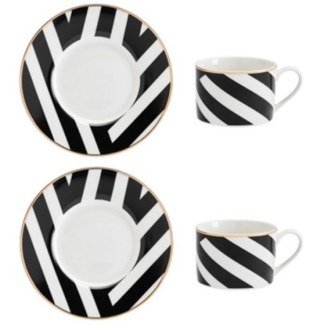 Набор из 2 чайных пар фарфоровых Luxe Deco с геометрическим принтом 200 мл Mikasa