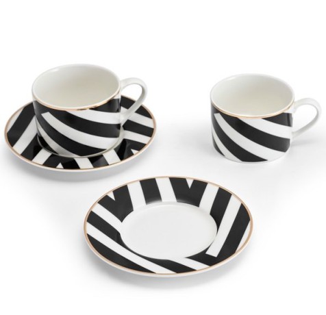 Набор из 2 чайных пар фарфоровых Luxe Deco с геометрическим принтом 200 мл Mikasa