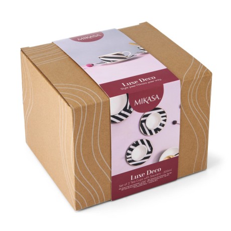 Набор из 2 чайных пар фарфоровых Luxe Deco с геометрическим принтом 200 мл Mikasa