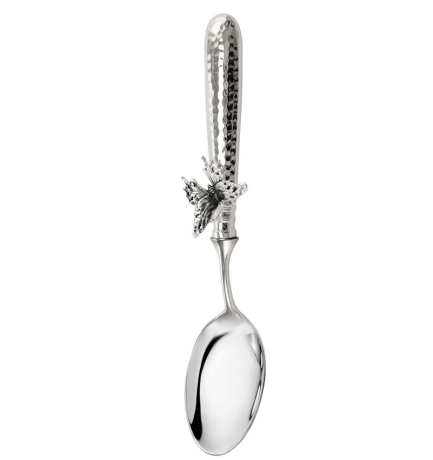 Ложка столовая "Бабочки" латунная посереб. с черн. кованая