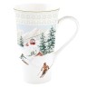 Кружка, 600 мл, фарфор P, белая, Лыжники в горах, Chalet, Easy Life