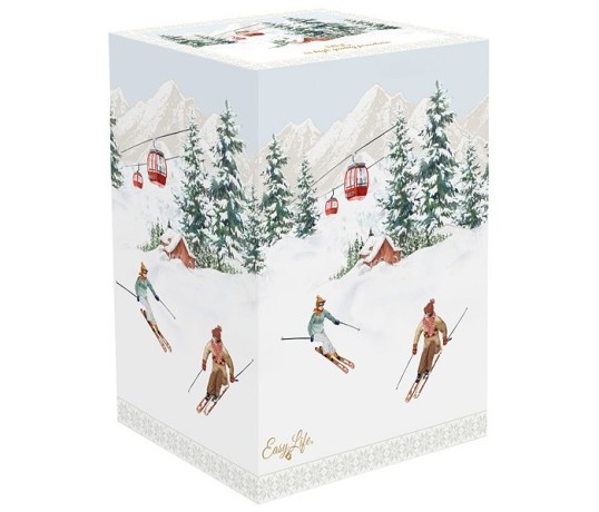 Кружка, 600 мл, фарфор P, белая, Лыжники в горах, Chalet, Easy Life