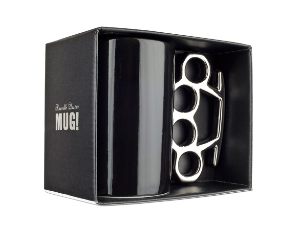 Кружка Knuckle, черная/серебристая, thabto