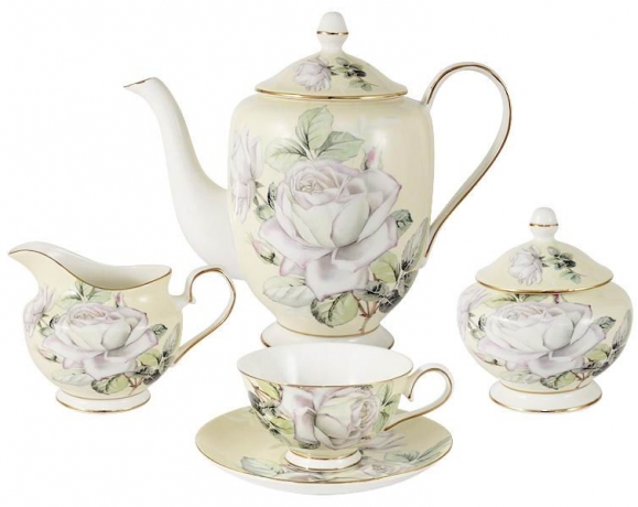 Чайный сервиз на 6 персон "Белые розы" Colombo, 15 предметов