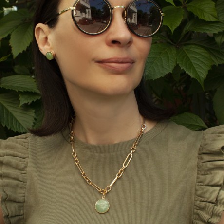 Пусеты GREEN AVENTURINE