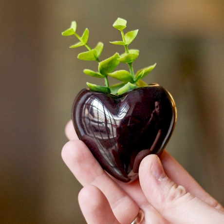 Набор мини-кашпо heart красный/белый/черный