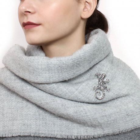 Брошь Ящерка FAN-06504.1 BW/S Shadore